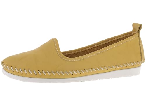 Andrea Conti Damen Mokassins Leder Ballerina Casual bequem kombistark 0027449, Größe:41 EU, Farbe:Gelb von Andrea Conti