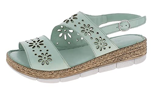 Andrea Conti Damen Sandalette Sandale mit Absatz, Aqua Green/weiß, 37 EU von Andrea Conti