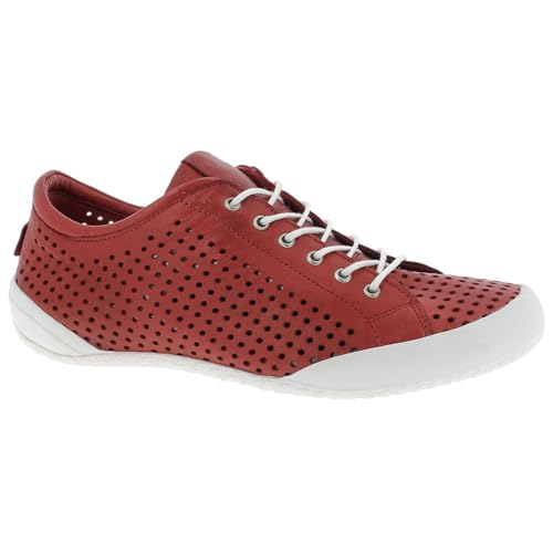 Andrea Conti Damen Schnürschuh Halbschuh Leder Sneaker mit Perforierung 0345767, Größe:37 EU, Farbe:Rot von Andrea Conti