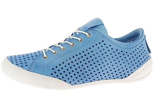Andrea Conti Damen Schnürschuh Halbschuh Sommerschuh Leder perforiert 0345767, Größe:37 EU, Farbe:Blau von Andrea Conti