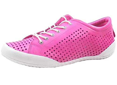 Andrea Conti Damen Schnürschuh Halbschuh Sommerschuh Leder perforiert 0345767, Größe:37 EU, Farbe:Pink von Andrea Conti
