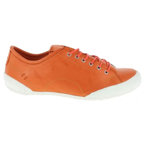 Andrea Conti Damen Schnürschuh Leder Halbschuh Sneaker 0340559, Größe:37 EU, Farbe:Orange von Andrea Conti