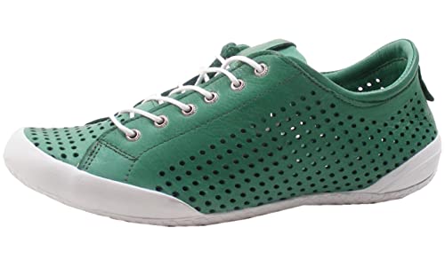 Andrea Conti Damen Schnürschuh Leder Halbschuh Sommerfarbe weich leicht 0345767, Größe:39 EU, Farbe:Grün von Andrea Conti