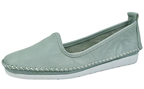 Andrea Conti Damen Mokassin Leder Slipper Ballerina Eyecatcher bequem 0027449, Größe:40 EU, Farbe:Grau von Andrea Conti