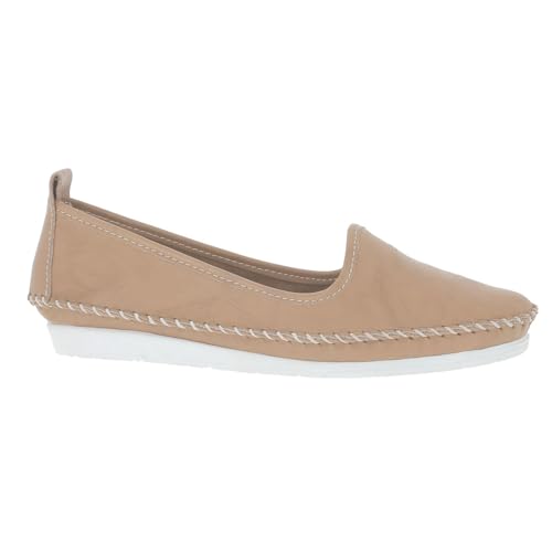 Andrea Conti Damen Slipper 0027449 Ballerina Mokassins bequem flexibel trendy, Größe:40 EU, Farbe:Beige von Andrea Conti