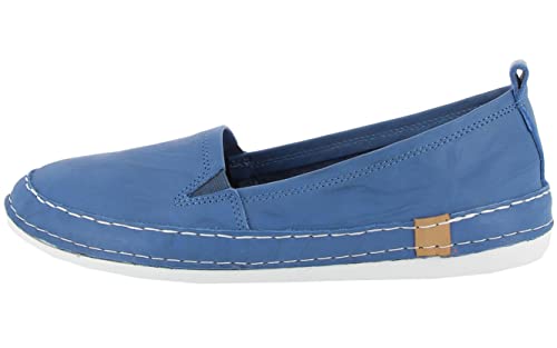 Andrea Conti Damen Slipper Leder Stretcheinsatz Doppelnaht lässig 0024819, Größe:41 EU, Farbe:Blau von Andrea Conti