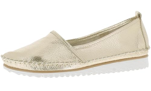 Andrea Conti Damen Slipper Leder besondere Oberfläche edel glänzend 0023646, Größe:42 EU, Farbe:Gold von Andrea Conti