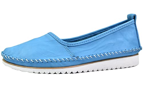 Andrea Conti Damen Slipper Leder klassisches Design mit Keilabsatz 0021713, Größe:38 EU, Farbe:Blau von Andrea Conti