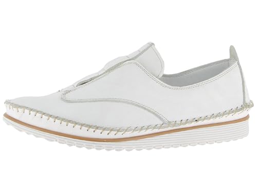 Andrea Conti Damen Slipper Leder mit Keilabsatz Ziernaht 1889011, Größe:41 EU, Farbe:Weiß von Andrea Conti