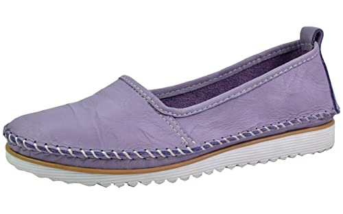 Andrea Conti Damen Slipper Leder zeitlos sportlich mit Keilabsatz 0021713, Größe:41 EU, Farbe:Lila von Andrea Conti