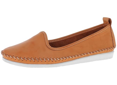 Andrea Conti Damen Slipper Mokassin aus weichem Leder im Boho Style 0027449, Größe:37 EU, Farbe:Orange von Andrea Conti