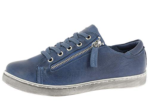 Andrea Conti Damen Schnürschuhe Leder Halbschuhe 0347893, Größe:39 EU, Farbe:Blau von Andrea Conti