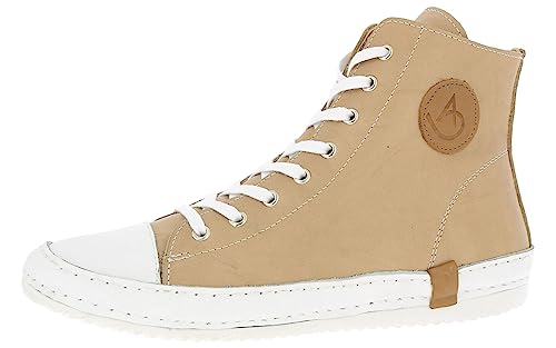 Andrea Conti Damen Stiefelette High Top Sneaker Boot Coole Applikationen 0025902, Größe:38 EU, Farbe:Beige von Andrea Conti