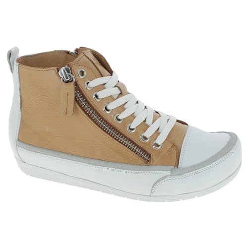 Andrea Conti Damen Stiefelette High Top Sneaker Leder cool und bequem 0345910, Größe:39 EU, Farbe:Beige von Andrea Conti