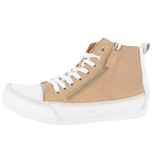 Andrea Conti Damen Stiefelette High Top Sneaker Leder cool und bequem 0345910, Größe:42 EU, Farbe:Beige von Andrea Conti