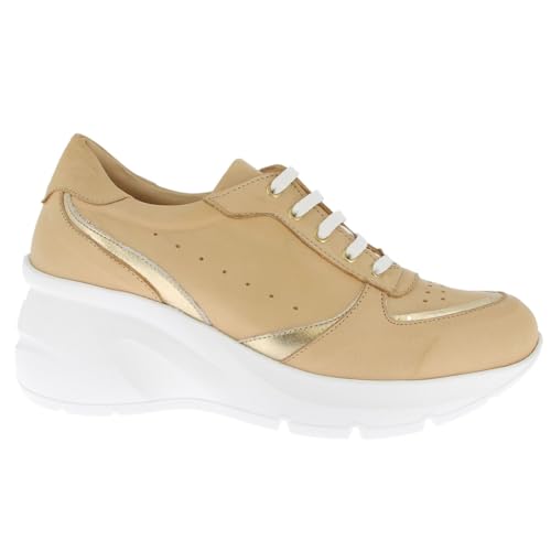 Andrea Conti Damen Sneaker, Khaki/Gold, 40 EU von Andrea Conti