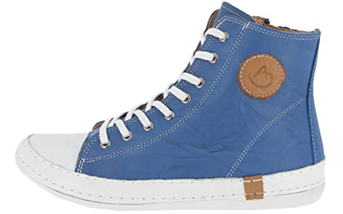 Andrea Conti Damen Stiefelette High Top Sneaker lässig mit Highlights 0025902, Größe:42 EU, Farbe:Blau von Andrea Conti