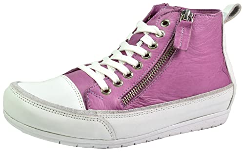 Andrea Conti Damen High Top Stiefelette Sneaker Leder trendy Design neu 0345910, Größe:38 EU, Farbe:Lila von Andrea Conti