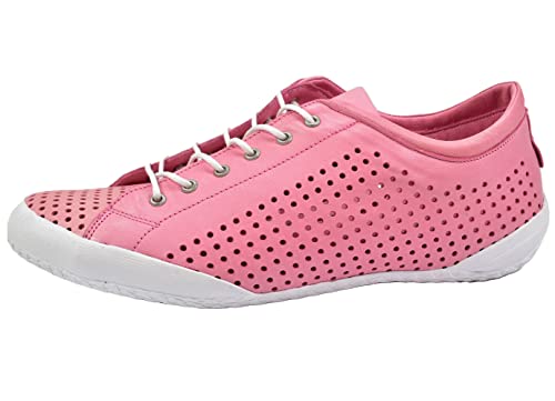 Andrea Conti Damen Schnürschuh Sommerschuh Leder perforiert 0345767, Größe:39 EU, Farbe:Rosa von Andrea Conti