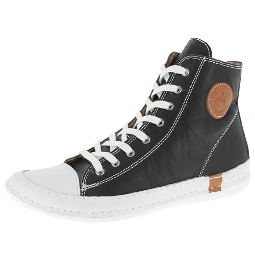 Andrea Conti Damen Stiefelette High Top Sneaker lässig mit Highlights 0025902, Größe:38 EU, Farbe:Schwarz von Andrea Conti