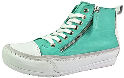 Andrea Conti Damen High Top Stiefelette Sneaker Leder trendy Design neu 0345910, Größe:37 EU, Farbe:Grün von Andrea Conti