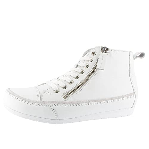 Andrea Conti Damen Stiefelette High Top Sneaker Leder cool und bequem 0345910, Größe:41 EU, Farbe:Weiß von Andrea Conti