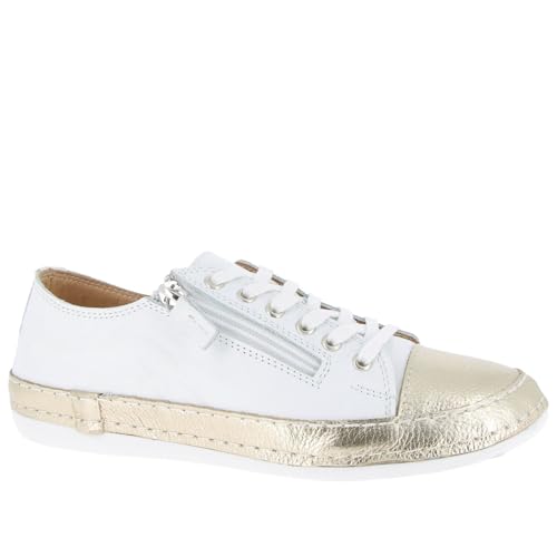 Andrea Conti Damen Sneaker, weiß/Gold, 41 EU von Andrea Conti