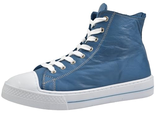 Andrea Conti Damen Sneaker Leder High Top Stiefelette 0067110, Größe:38 EU, Farbe:Blau von Andrea Conti