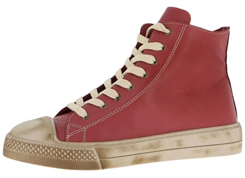 Andrea Conti Damen Sneaker Leder High Top Stiefelette Used Look 0067110, Größe:39 EU, Farbe:Rot von Andrea Conti