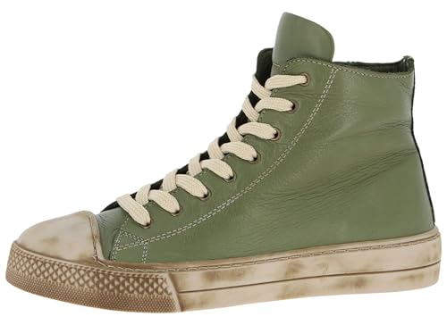 Andrea Conti Damen Sneaker Leder High Top Stiefelette Used Look 0067110, Größe:40 EU, Farbe:Grün von Andrea Conti