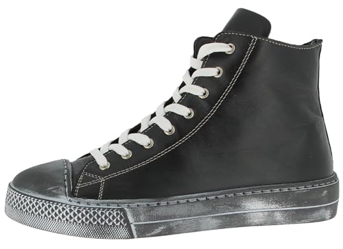Andrea Conti Damen Sneaker Leder High Top Stiefelette Used Look 0067110, Größe:41 EU, Farbe:Schwarz von Andrea Conti