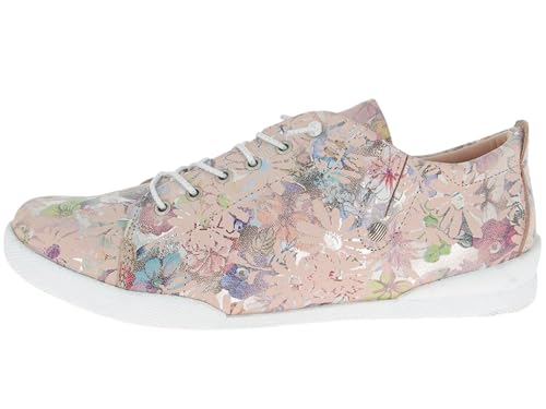 Andrea Conti Damen Sneaker Leder florales Muster Schnürung 0349034, Größe:39 EU, Farbe:Rosa von Andrea Conti