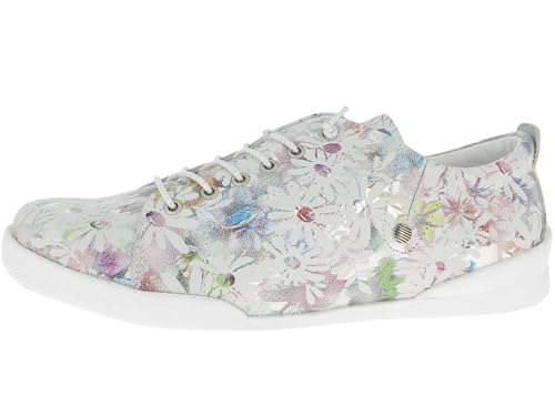 Andrea Conti Damen Sneaker Leder florales Muster Schnürung 0349034, Größe:40 EU, Farbe:Weiß von Andrea Conti
