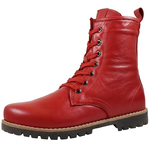 Andrea Conti Damen Stiefelette Boot Schnürung Leder Profilsohle 0342847, Größe:41 EU, Farbe:Rot von Andrea Conti