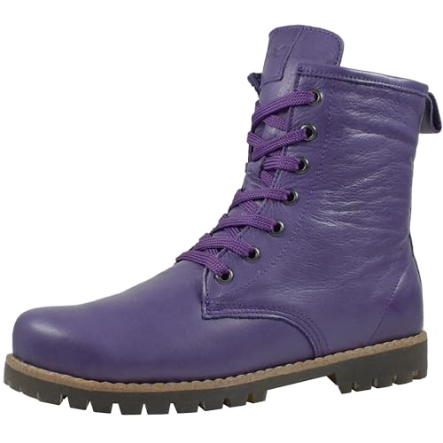 Andrea Conti Damen Stiefelette Boot Schnürung Leder Profilsohle 0342847, Größe:42 EU, Farbe:Lila von Andrea Conti