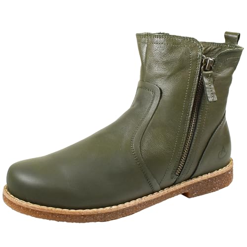 Andrea Conti Damen Stiefelette Boot Zierreißverschluss Leder 0344814, Größe:40 EU, Farbe:Grün von Andrea Conti