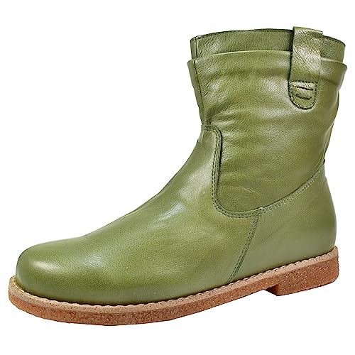 Andrea Conti Damen Stiefelette Boot besonderer Schaft Lasche flach 0342926, Größe:41 EU, Farbe:Grün von Andrea Conti