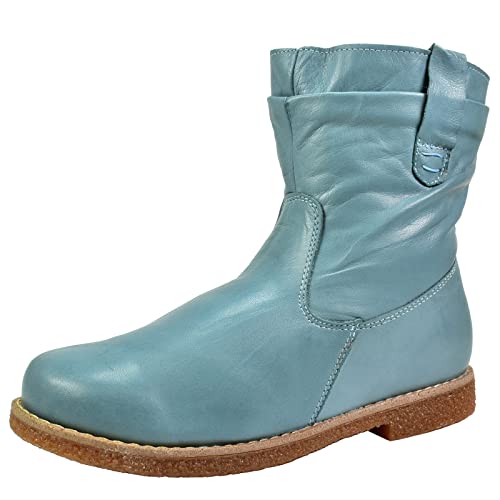 Andrea Conti Damen Stiefelette Boot besonderer Schaft Lasche flach 0342926, Größe:41 EU, Farbe:Türkis von Andrea Conti