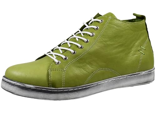 Andrea Conti Damen Stiefelette Leder High Top Sneaker Reißverschluss 0348734, Größe:38 EU, Farbe:Grün von Andrea Conti
