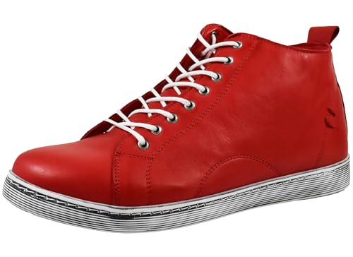 Andrea Conti Damen Stiefelette Leder High Top Sneaker Reißverschluss 0348734, Größe:38 EU, Farbe:Rot von Andrea Conti