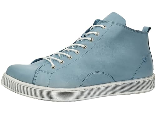 Andrea Conti Damen Stiefelette Leder High Top Sneaker Reißverschluss 0348734, Größe:39 EU, Farbe:Blau von Andrea Conti