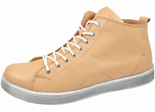 Andrea Conti Damen Stiefelette Leder High Top Sneaker Reißverschluss 0348734, Größe:42 EU, Farbe:Beige von Andrea Conti