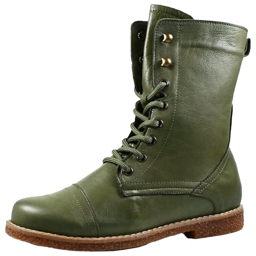Andrea Conti Damen Stiefelette Schnürboot Leder 0348760, Größe:37 EU, Farbe:Grün von Andrea Conti
