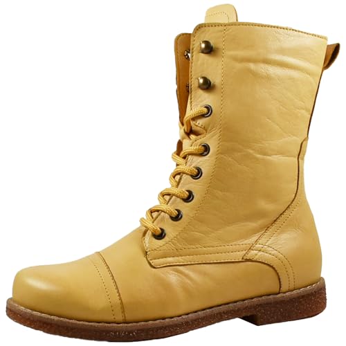 Andrea Conti Damen Stiefelette Schnürboot Leder 0348760, Größe:39 EU, Farbe:Gelb von Andrea Conti