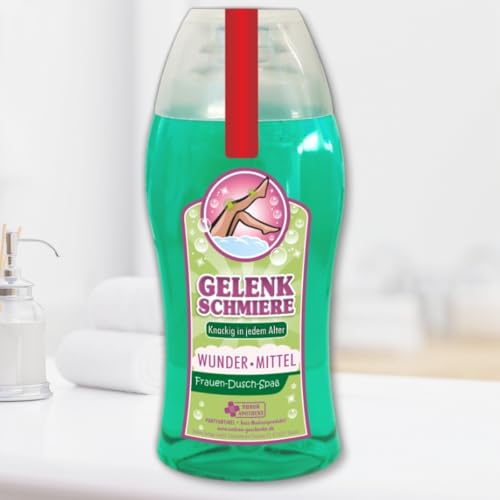 Spaß Duschbäder Duschgel Shampoo - Gelenkschmiere Frauen - Fit im Ruhestand Geschenk zum Ruhestand für Rentner Oma | Humorapotheke Spaßmedizin von AV Andrea Verlag