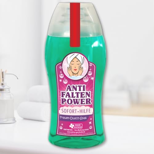 Spaß Duschbad Duschgel Shampoo - Anti Falten Power - Sofort Hilfe | Geschenk für Frauen Geburtstagsgeschenk | Spaßmedizin Humorapotheke Scherzartikel Spaß von AV Andrea Verlag