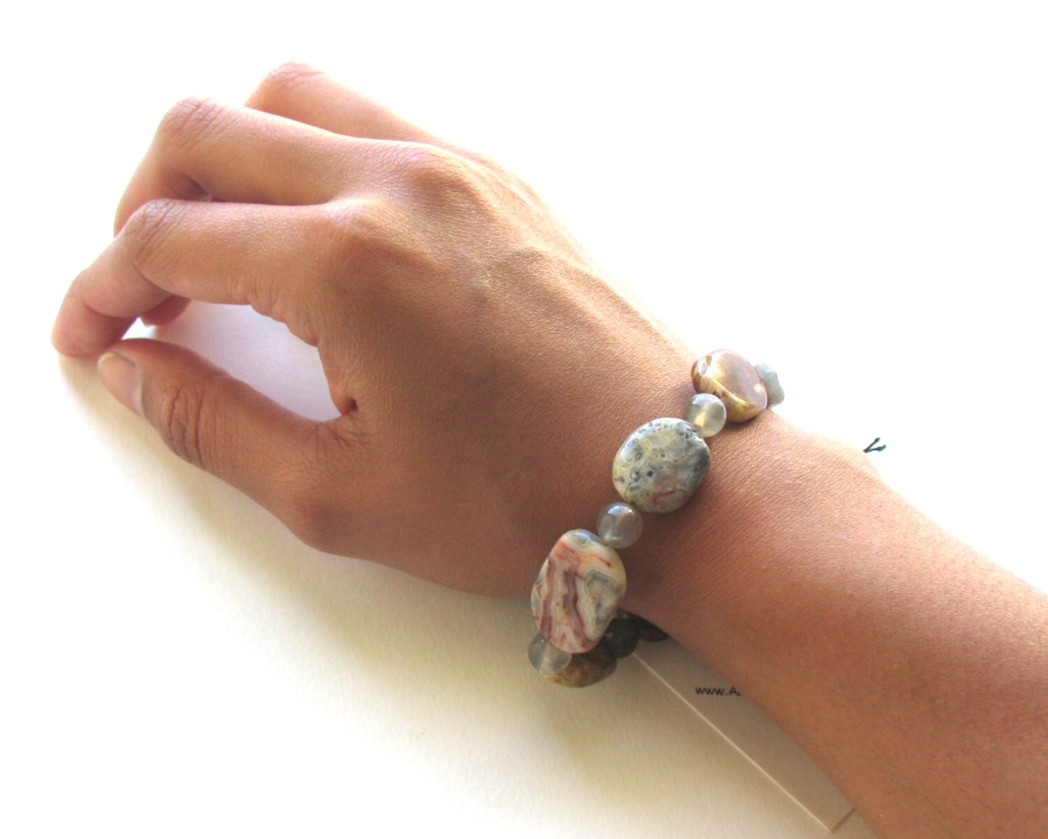 Desert Spuren Achat Stein Armband - Gedämpfte Erdtöne Sandstein Serape von AndreaFuentesDesigns