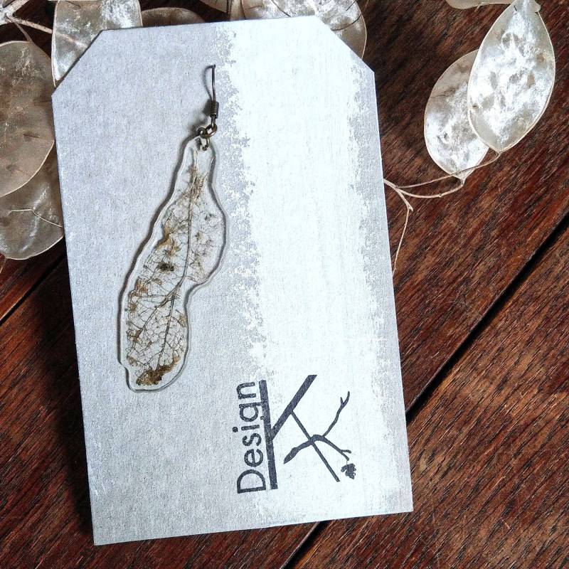 Ohrring | Blatt Einzel Hängend Blattskelett Nachhaltig von AndreaKroppDesign