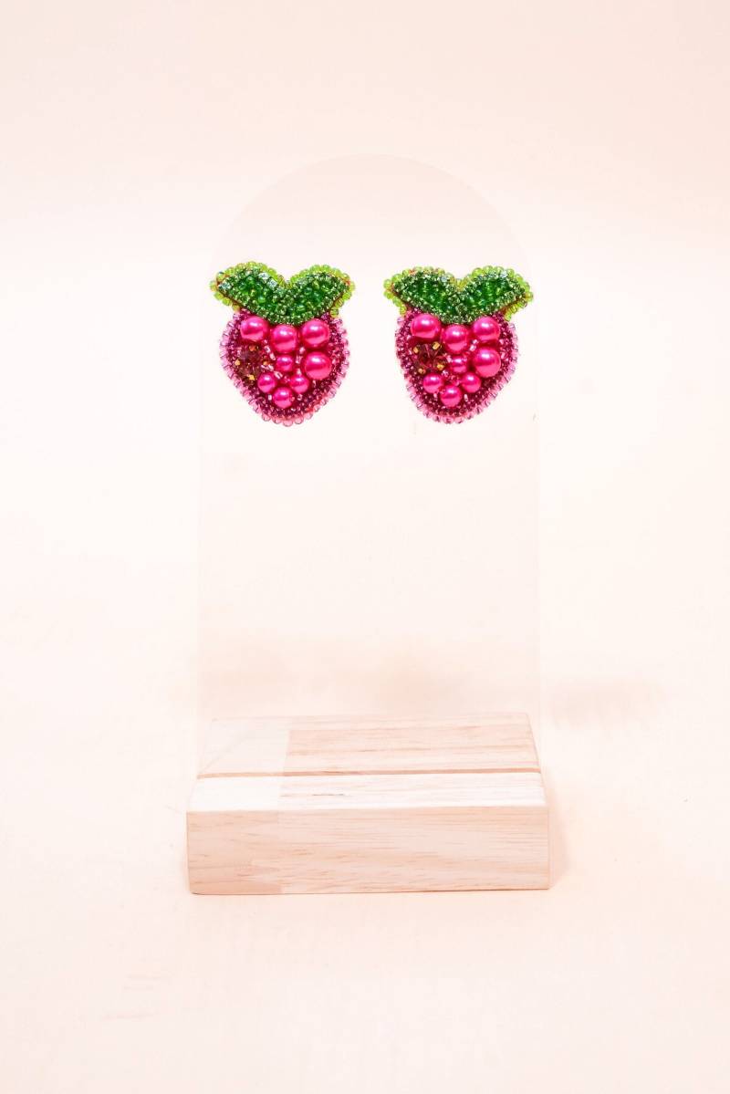 Himbeer Ohrringe, Obst Lustige Bunte Sommer & Frühling Ohrstecker, Handgemachte Ohrringe von AndreamBoutique