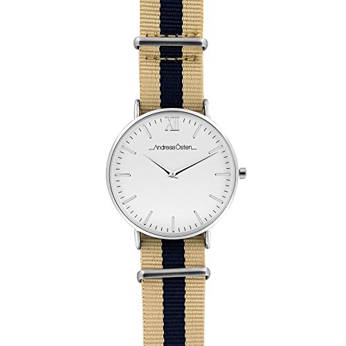 Andreas Osten Unisex Analog Quarz Uhr mit Nylon Armband AO-147 von Andreas Osten